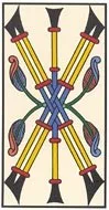 Cinq de Bâtons — tarot de Marseille