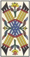 Six de Bâtons — tarot de Marseille