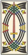 Sept d'Épées — tarot de Marseille
